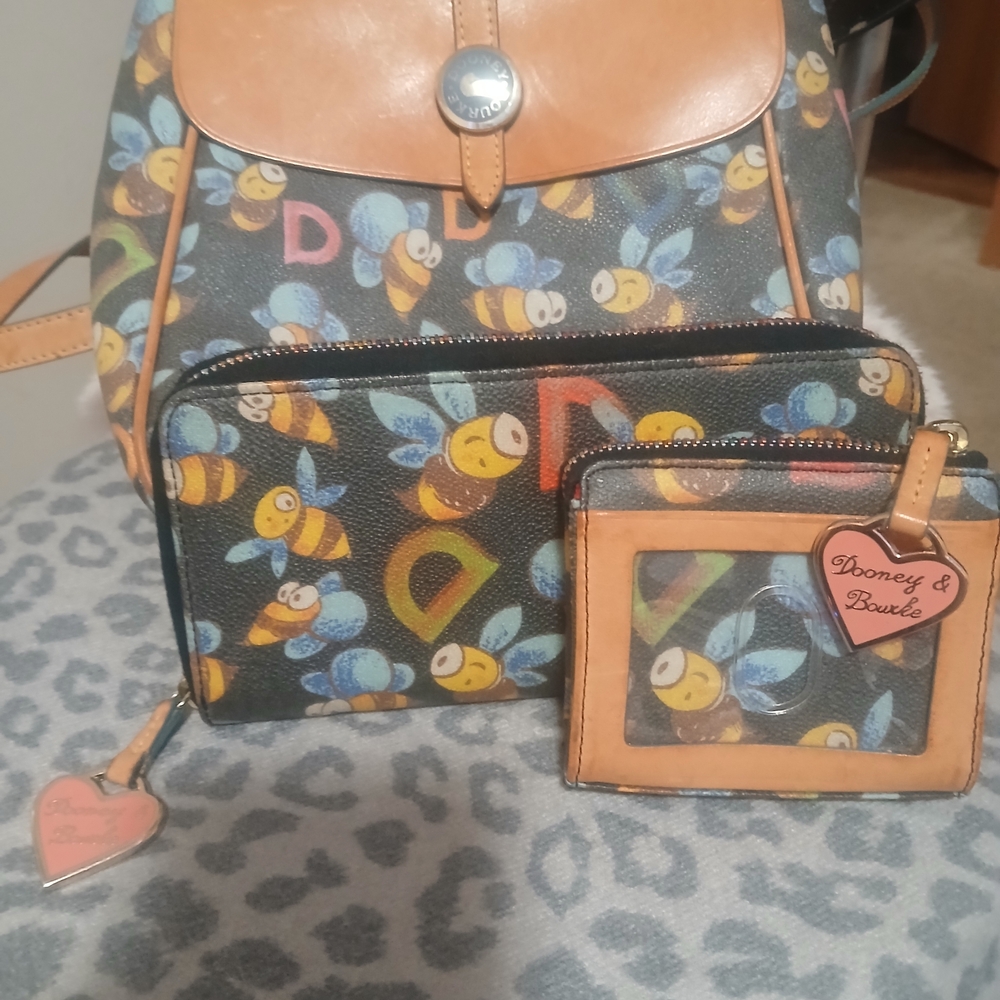 Dooney & Bourke Multicolor Bee Print Backpack - Picture 2 of 9